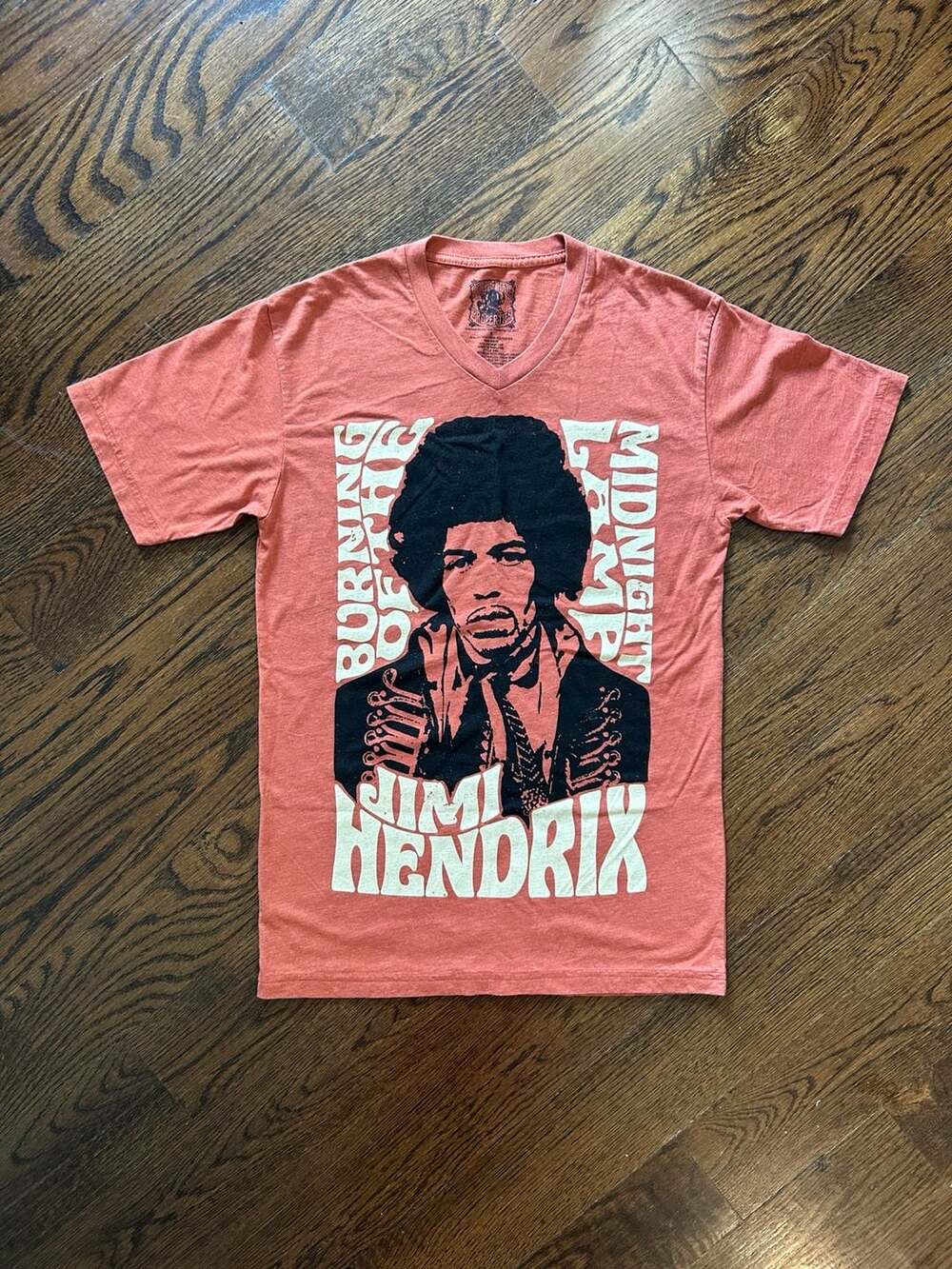Jimi Hendrix Burning of the Midnight Lamp Graphic V-Neck T-Shirt NWOT